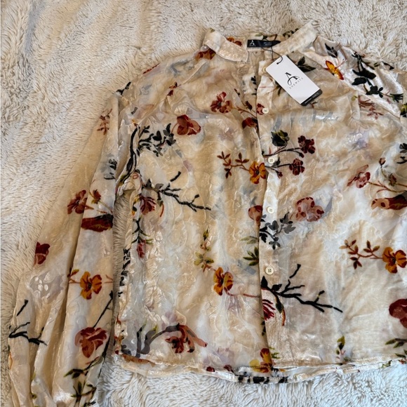 anewsta Floral Sheer Blouse - Cream - Picture 2 of 8